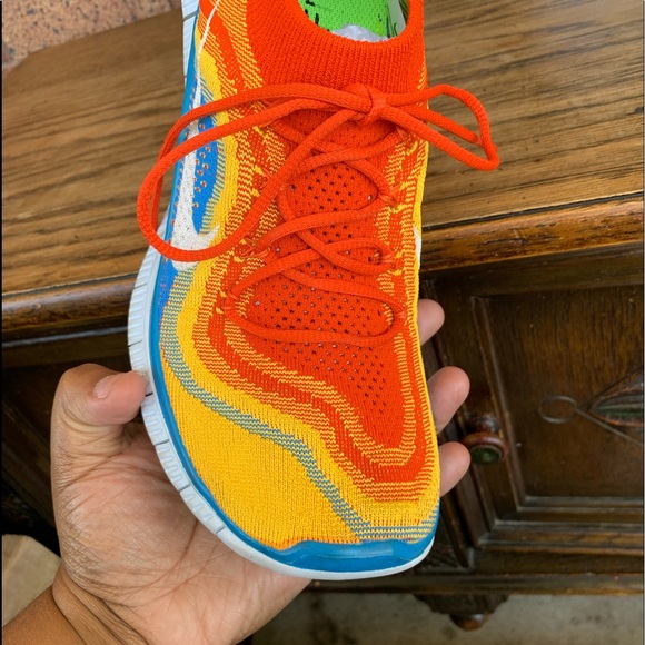 Nike free flyknit “team Orange blue glow” sneakers - Picture 3 of 10